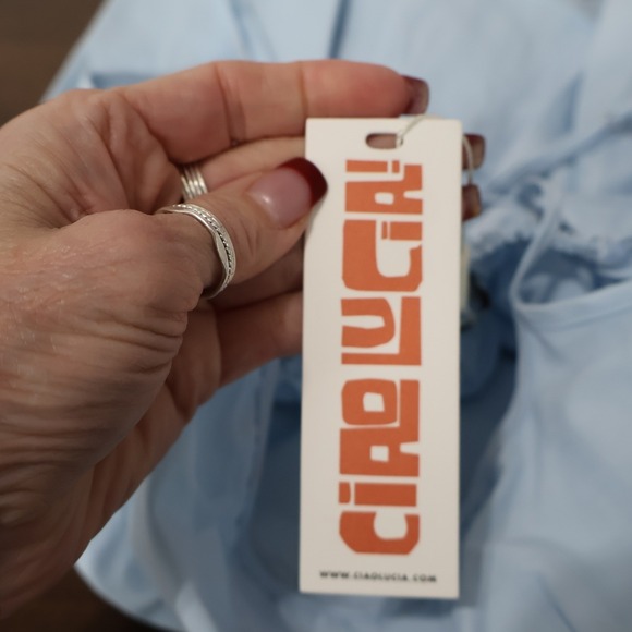 Ciao Lucia Neroni Mini Dress Womens M Ice Blue Bow Vintage Inspired Coquette NWT - Picture 14 of 16